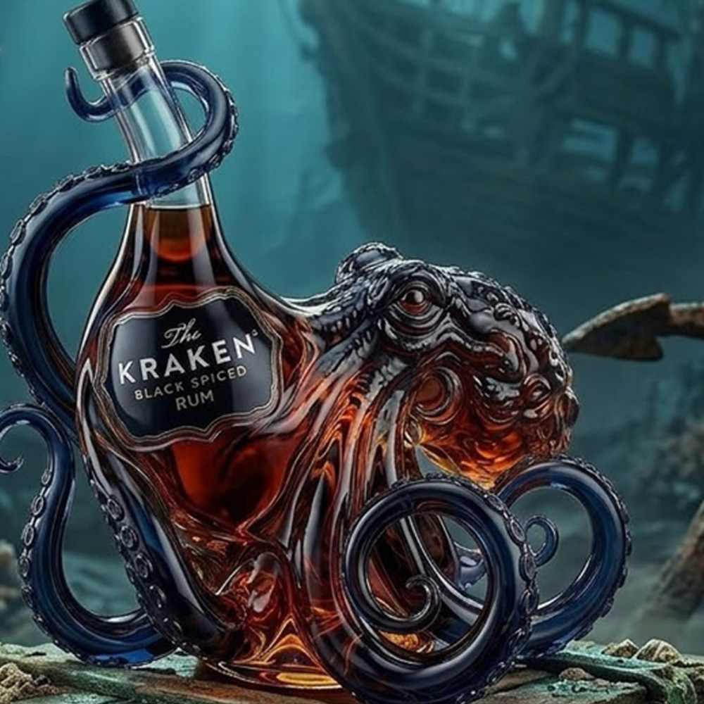 Vintage Collectible Glassware - Kraken Ahtapot Viski Sürahisi Vintage Bar