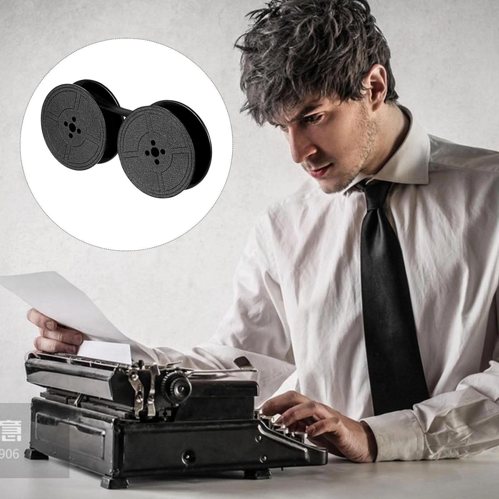 Typewriter Ribbon Roll - 2 Rulo Evrensel Daktilo Şeridi Siyah,