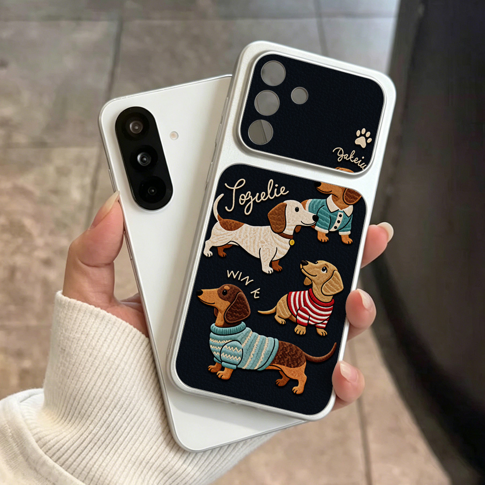 Camera Leather Case - Karikatür Köpek Deri Telefon Kılıfı Samsung